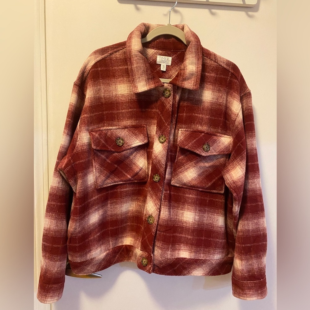 Time and Tru Plaid Button Down Shacket, Size XXL - Picture 5 of 8